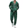 imageEkouaer Christmas Onesie Adult Hooded Zipper Mens 0nesie Pajamas Soft One Piece Pajamas for Men with PocketSanta