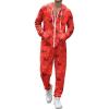 imageEkouaer Christmas Onesie Adult Hooded Zipper Mens 0nesie Pajamas Soft One Piece Pajamas for Men with PocketSymbol