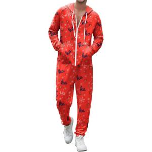 imageEkouaer Christmas Onesie Adult Hooded Zipper Mens 0nesie Pajamas Soft One Piece Pajamas for Men with PocketSymbol