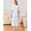imageEkouaer Cotton Nightgowns for Women Short Sleeve Sleepshirt Ladies Victorain Sleepwear Gown Soft Loungewear with PocketsBlue Floral