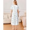 imageEkouaer Cotton Nightgowns for Women Short Sleeve Sleepshirt Ladies Victorain Sleepwear Gown Soft Loungewear with PocketsBlue Flower
