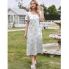 imageEkouaer Cotton Nightgowns for Women Short Sleeve Sleepshirt Ladies Victorain Sleepwear Gown Soft Loungewear with PocketsBlue Flower