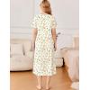 imageEkouaer Cotton Nightgowns for Women Short Sleeve Sleepshirt Ladies Victorain Sleepwear Gown Soft Loungewear with PocketsGreen Leaf