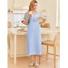 imageEkouaer Cotton Nightgowns for Women Short Sleeve Sleepshirt Ladies Victorain Sleepwear Gown Soft Loungewear with PocketsLight Blue