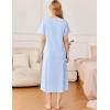 imageEkouaer Cotton Nightgowns for Women Short Sleeve Sleepshirt Ladies Victorain Sleepwear Gown Soft Loungewear with PocketsLight Blue