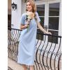 imageEkouaer Cotton Nightgowns for Women Short Sleeve Sleepshirt Ladies Victorain Sleepwear Gown Soft Loungewear with PocketsLight Blue
