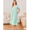 imageEkouaer Cotton Nightgowns for Women Short Sleeve Sleepshirt Ladies Victorain Sleepwear Gown Soft Loungewear with PocketsMint Green