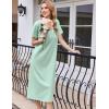 imageEkouaer Cotton Nightgowns for Women Short Sleeve Sleepshirt Ladies Victorain Sleepwear Gown Soft Loungewear with PocketsMint Green