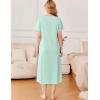 imageEkouaer Cotton Nightgowns for Women Short Sleeve Sleepshirt Ladies Victorain Sleepwear Gown Soft Loungewear with PocketsMint Green