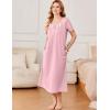 imageEkouaer Cotton Nightgowns for Women Short Sleeve Sleepshirt Ladies Victorain Sleepwear Gown Soft Loungewear with PocketsPink