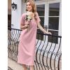 imageEkouaer Cotton Nightgowns for Women Short Sleeve Sleepshirt Ladies Victorain Sleepwear Gown Soft Loungewear with PocketsPink