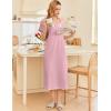 imageEkouaer Cotton Nightgowns for Women Short Sleeve Sleepshirt Ladies Victorain Sleepwear Gown Soft Loungewear with PocketsPink
