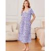 imageEkouaer Cotton Nightgowns for Women Short Sleeve Sleepshirt Ladies Victorain Sleepwear Gown Soft Loungewear with PocketsPurple
