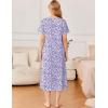 imageEkouaer Cotton Nightgowns for Women Short Sleeve Sleepshirt Ladies Victorain Sleepwear Gown Soft Loungewear with PocketsPurple