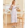 imageEkouaer Cotton Nightgowns for Women Short Sleeve Sleepshirt Ladies Victorain Sleepwear Gown Soft Loungewear with PocketsPurple Floral