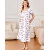 imageEkouaer Cotton Nightgowns for Women Short Sleeve Sleepshirt Ladies Victorain Sleepwear Gown Soft Loungewear with PocketsPurple Floral