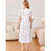 imageEkouaer Cotton Nightgowns for Women Short Sleeve Sleepshirt Ladies Victorain Sleepwear Gown Soft Loungewear with PocketsPurple Floral