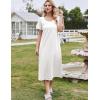 imageEkouaer Cotton Nightgowns for Women Short Sleeve Sleepshirt Ladies Victorain Sleepwear Gown Soft Loungewear with PocketsWhite