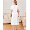 imageEkouaer Cotton Nightgowns for Women Short Sleeve Sleepshirt Ladies Victorain Sleepwear Gown Soft Loungewear with PocketsWhite