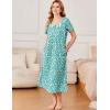 imageEkouaer Cotton Nightgowns for Women Short Sleeve Sleepshirt Ladies Victorain Sleepwear Gown Soft Loungewear with PocketsWhite Floral