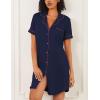 imageEkouaer Nightgowns for Women 2 Pack Button Down Sleepwear Short Sleeve Sleepshirts Soft Nightshirts Boyfriend Pajama DressAblackNavy Blue