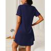 imageEkouaer Nightgowns for Women 2 Pack Button Down Sleepwear Short Sleeve Sleepshirts Soft Nightshirts Boyfriend Pajama DressAblackNavy Blue