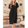 imageEkouaer Nightgowns for Women Short Sleeve Night Gown with Pockets Ladies Night Dress Pleated Sleep Shirts Soft SleepwearBlack
