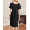 imageEkouaer Nightgowns for Women Short Sleeve Night Gown with Pockets Ladies Night Dress Pleated Sleep Shirts Soft SleepwearBlack