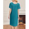 imageEkouaer Nightgowns for Women Short Sleeve Night Gown with Pockets Ladies Night Dress Pleated Sleep Shirts Soft SleepwearBlue Green