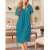 imageEkouaer Nightgowns for Women Short Sleeve Night Gown with Pockets Ladies Night Dress Pleated Sleep Shirts Soft SleepwearBlue Green
