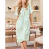 imageEkouaer Nightgowns for Women Short Sleeve Night Gown with Pockets Ladies Night Dress Pleated Sleep Shirts Soft SleepwearGreen Floral