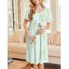 imageEkouaer Nightgowns for Women Short Sleeve Night Gown with Pockets Ladies Night Dress Pleated Sleep Shirts Soft SleepwearGreen Floral
