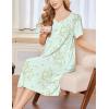 imageEkouaer Nightgowns for Women Short Sleeve Night Gown with Pockets Ladies Night Dress Pleated Sleep Shirts Soft SleepwearGreen Floral