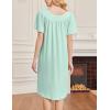 imageEkouaer Nightgowns for Women Short Sleeve Night Gown with Pockets Ladies Night Dress Pleated Sleep Shirts Soft SleepwearLight Green
