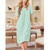 imageEkouaer Nightgowns for Women Short Sleeve Night Gown with Pockets Ladies Night Dress Pleated Sleep Shirts Soft SleepwearLight Green