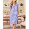 imageEkouaer Nightgowns for Women Short Sleeve Night Gown with Pockets Ladies Night Dress Pleated Sleep Shirts Soft SleepwearPurple Floral