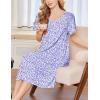 imageEkouaer Nightgowns for Women Short Sleeve Night Gown with Pockets Ladies Night Dress Pleated Sleep Shirts Soft SleepwearPurple Floral