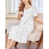imageEkouaer Nightgowns for Women Short Sleeve Night Gown with Pockets Ladies Night Dress Pleated Sleep Shirts Soft SleepwearPurple Flower