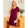 imageEkouaer Womens 2 Pack Nightgown V Neck Sleepshirt Short Sleeve Nightshirt PlainFloral Pajama Dress with PocketsBlack and Wine Red