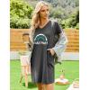 imageEkouaer Womens 2 Pack Nightgown V Neck Sleepshirt Short Sleeve Nightshirt PlainFloral Pajama Dress with PocketsBlackletter