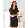 imageEkouaer Womens 2 Pack Nightgown V Neck Sleepshirt Short Sleeve Nightshirt PlainFloral Pajama Dress with PocketsBlacknavy Blue