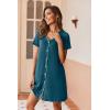 imageEkouaer Womens Nightgown Button Down Nightshirt Short Sleeve Sleepshirt Soft V Neck Sleepwear Pajama DressBlue Green