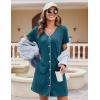imageEkouaer Womens Nightgown Button Down Nightshirt Short Sleeve Sleepshirt Soft V Neck Sleepwear Pajama DressBlue Green