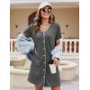 imageEkouaer Womens Nightgown Button Down Nightshirt Short Sleeve Sleepshirt Soft V Neck Sleepwear Pajama DressDark Gray