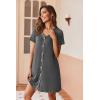 imageEkouaer Womens Nightgown Button Down Nightshirt Short Sleeve Sleepshirt Soft V Neck Sleepwear Pajama DressDark Gray