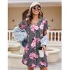 imageEkouaer Womens Nightgown Button Down Nightshirt Short Sleeve Sleepshirt Soft V Neck Sleepwear Pajama DressGrey Floral
