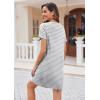 imageEkouaer Womens Nightgown Button Down Nightshirt Short Sleeve Sleepshirt Soft V Neck Sleepwear Pajama DressGrey Striped