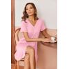 imageEkouaer Womens Nightgown Button Down Nightshirt Short Sleeve Sleepshirt Soft V Neck Sleepwear Pajama DressLight Pink