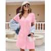 imageEkouaer Womens Nightgown Button Down Nightshirt Short Sleeve Sleepshirt Soft V Neck Sleepwear Pajama DressLight Pink