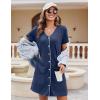 imageEkouaer Womens Nightgown Button Down Nightshirt Short Sleeve Sleepshirt Soft V Neck Sleepwear Pajama DressNavy